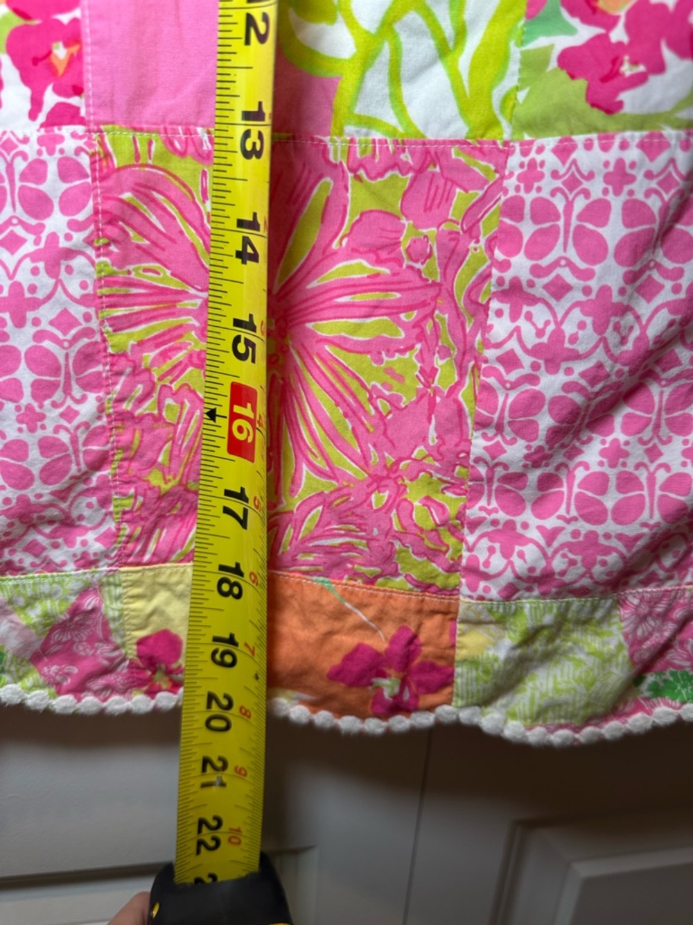 Vintage Lilly Pulitzer Pink & Green Patchwork A-Line Skirt Size 8 100% cotton - Picture 7 of 9